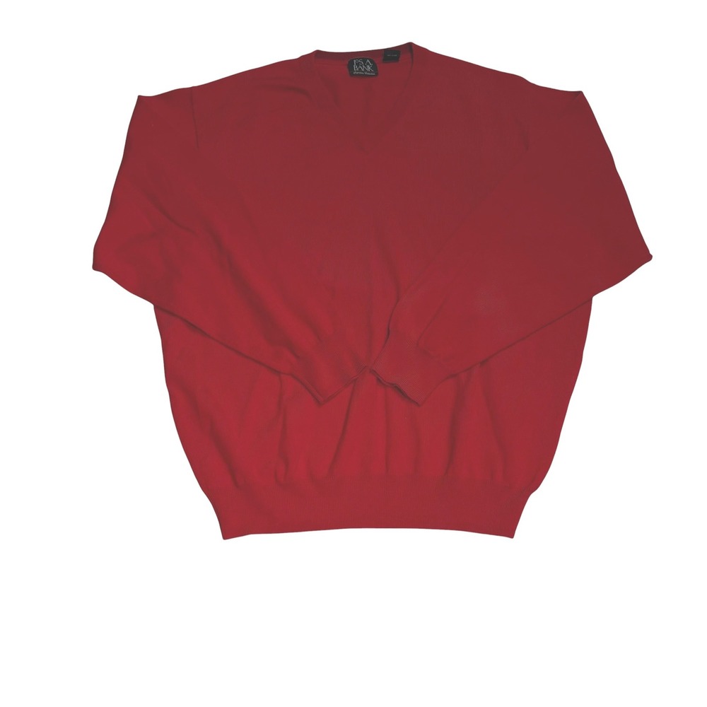 Jos. A. Bank Mens XXL 100% Merino Wool Sweater V Neck Red Signature Collection